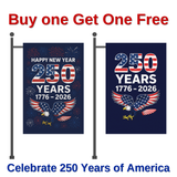 USA 250 Years Yard Flags (2-Pack) — 1776 to 2026 Patriotic Eagle + Happy New Year