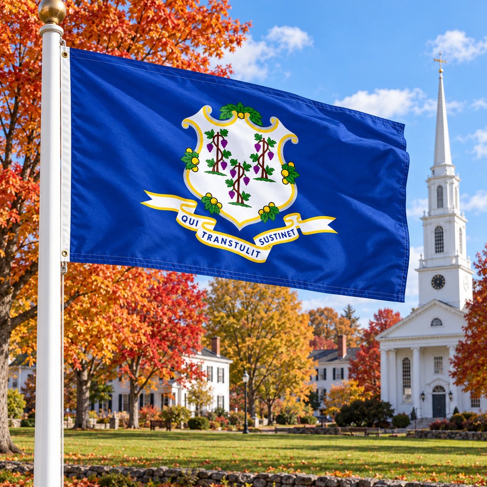 Connecticut State Flag 3x5 displayed outdoors