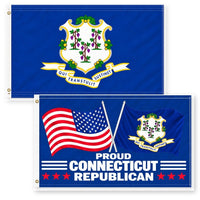 Connecticut State Flag and Proud Connecticut Republican Flag 3x5 2-Pack