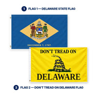 Delaware State Flag and Don't Tread on Delaware Flag 3x5 2-Pack features and size details