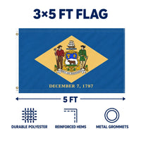 Delaware State Flag 3x5 features and size details
