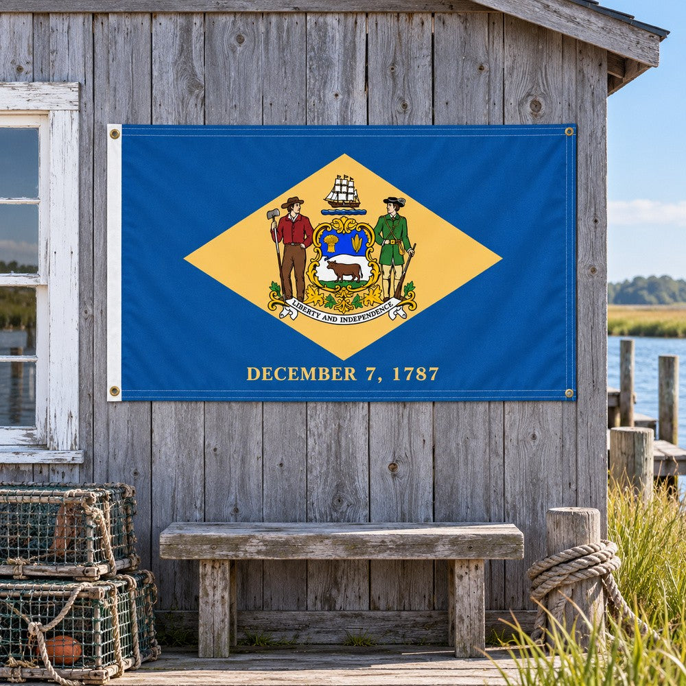 Delaware State Flag 3x5 displayed outdoors