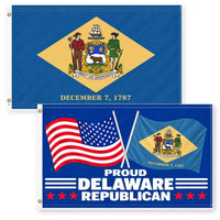 Delaware State Flag and Proud Delaware Republican Flag 3x5 2-Pack
