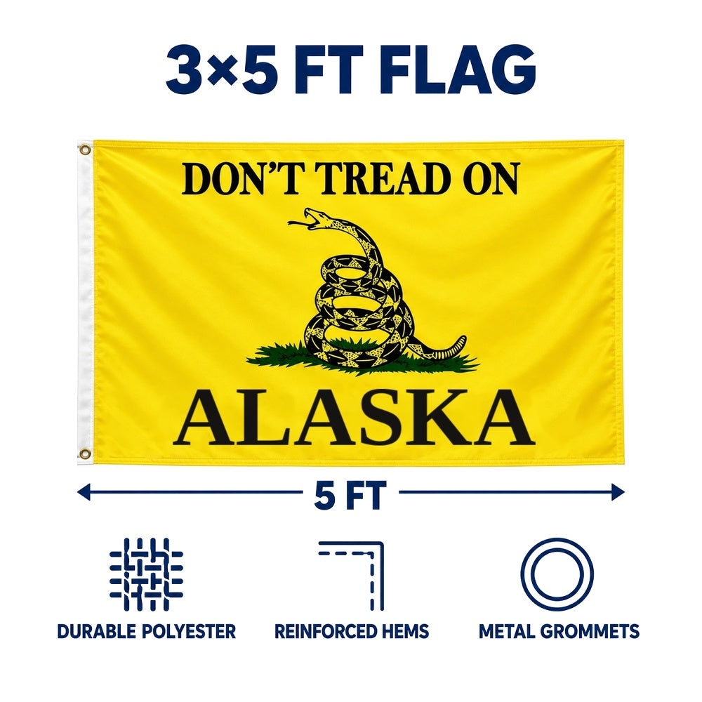 Don't Tread on Alaska Flag 3x5 features and size details