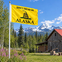 Don't Tread on Alaska Flag 3x5 displayed outdoors