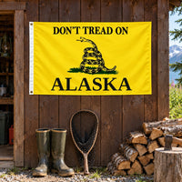 Don't Tread on Alaska Flag 3x5 displayed outdoors