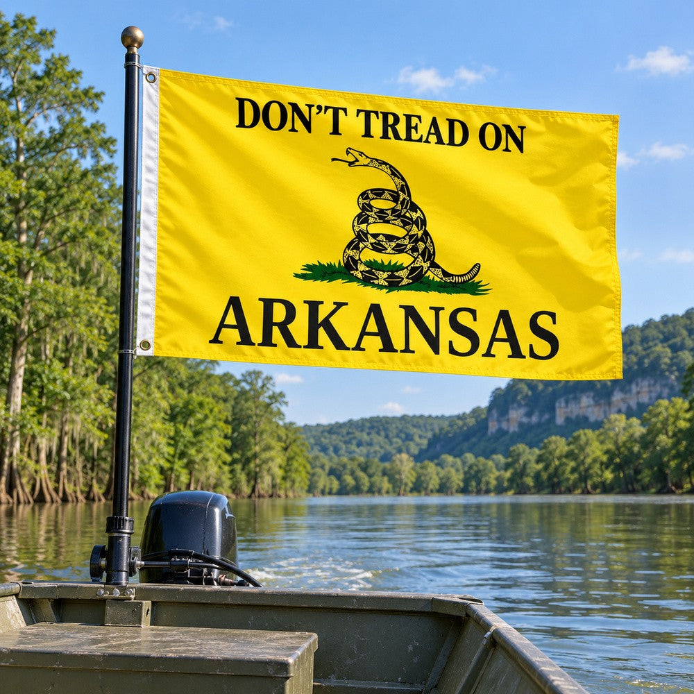 Don't Tread on Arkansas Flag 3x5 displayed outdoors