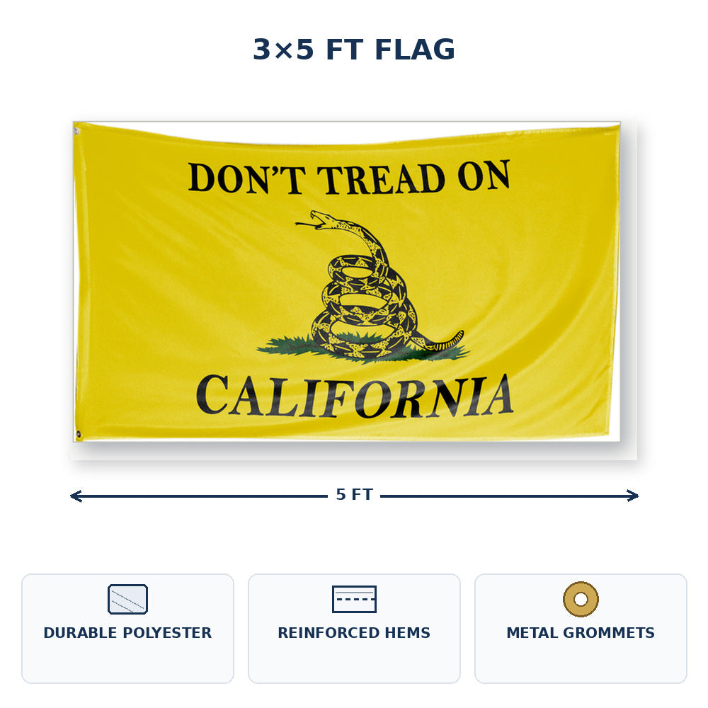 Don't Tread on California Flag 3x5 features and size details