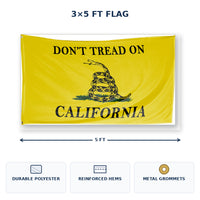 Don't Tread on California Flag 3x5 features and size details