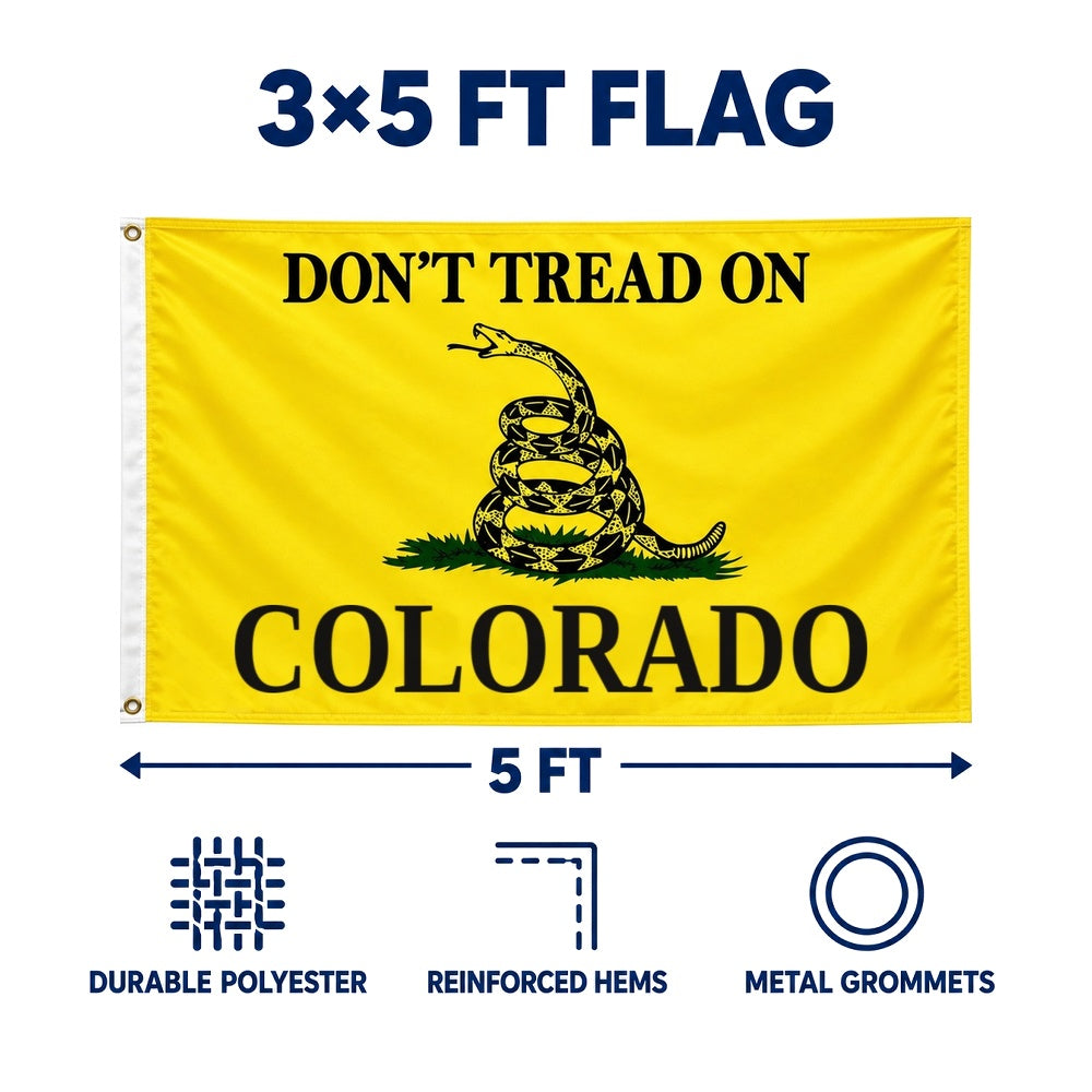 Don't Tread on Colorado Flag 3x5 features and size details