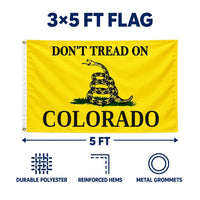 Don't Tread on Colorado Flag 3x5 features and size details