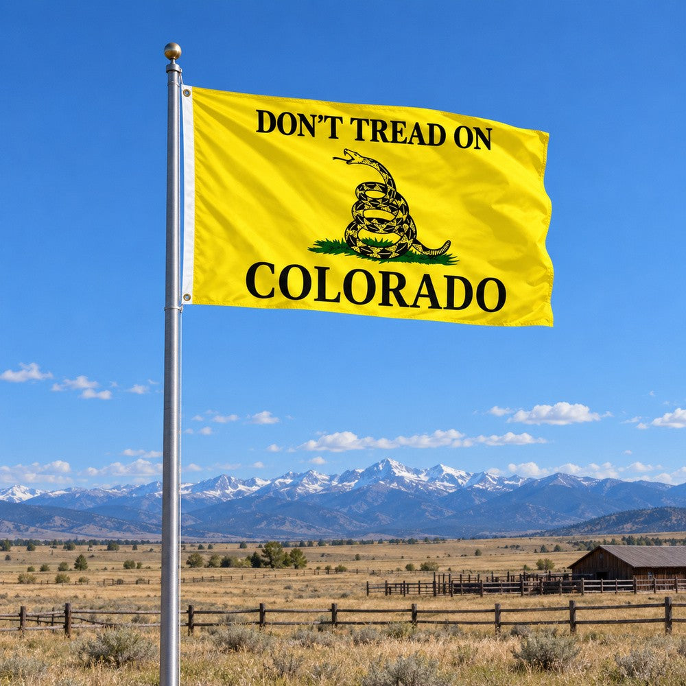 Don't Tread on Colorado Flag 3x5 displayed outdoors
