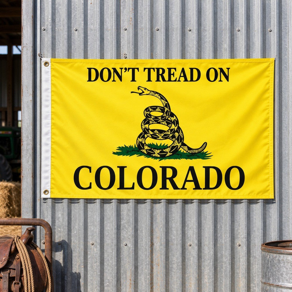 Don't Tread on Colorado Flag 3x5 displayed outdoors