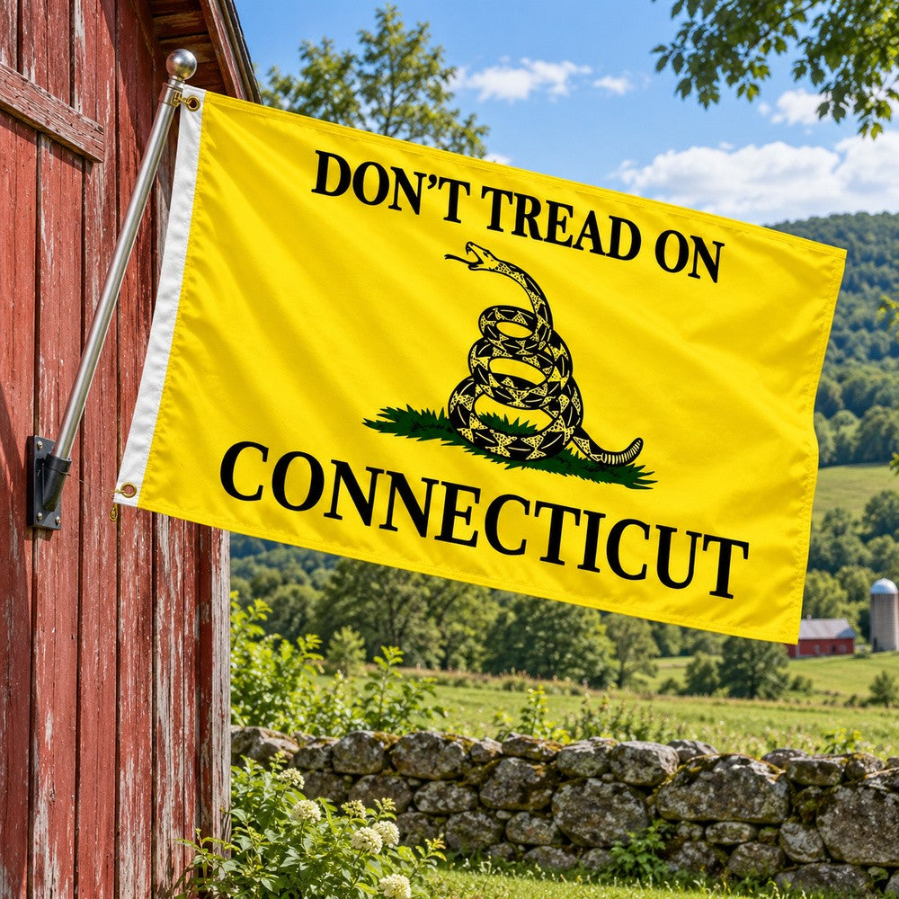 Don't Tread on Connecticut Flag 3x5 displayed outdoors