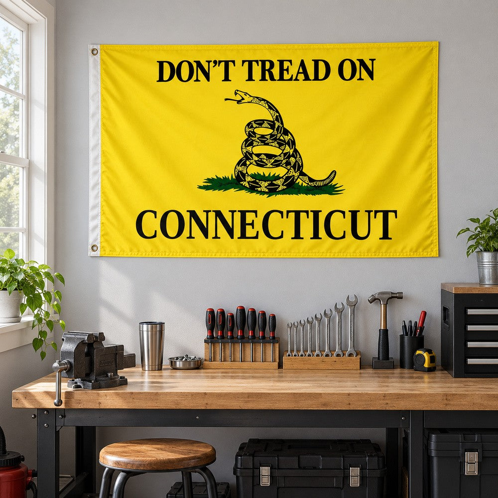 Don't Tread on Connecticut Flag 3x5 displayed outdoors