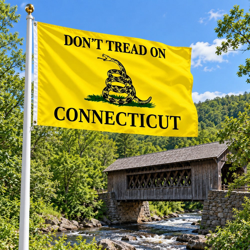 Don't Tread on Connecticut Flag 3x5 displayed outdoors