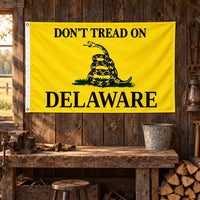 Don't Tread on Delaware Flag 3x5 displayed outdoors
