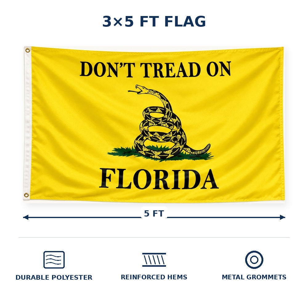 Don't Tread on Florida Flag 3x5 features and size details