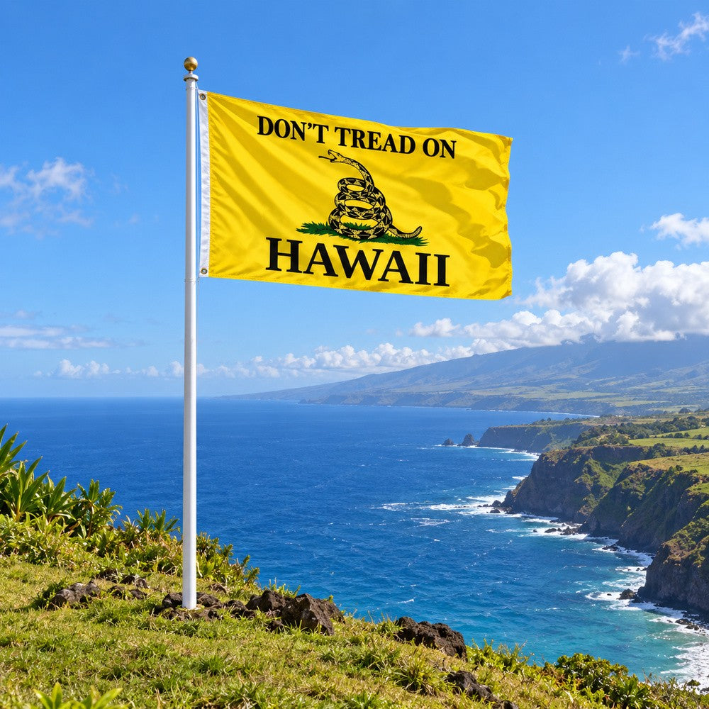 Don't Tread on Hawaii Flag 3x5 displayed outdoors