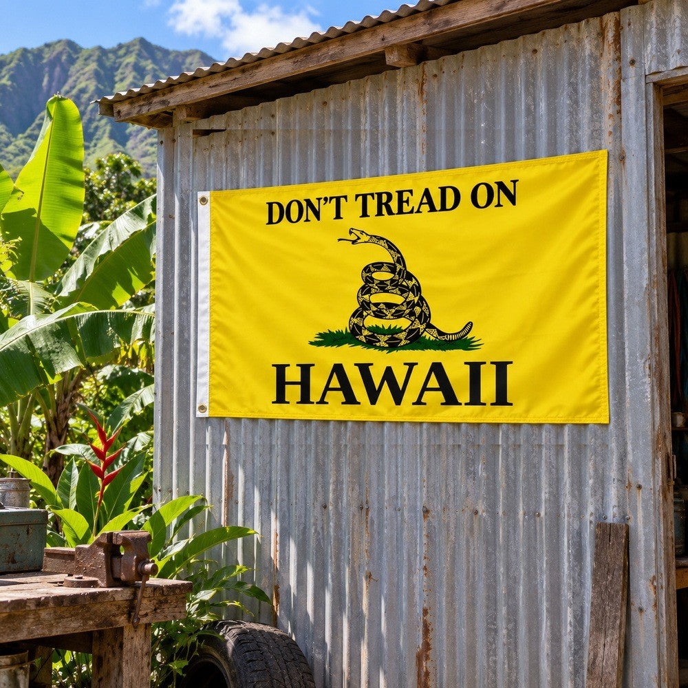 Don't Tread on Hawaii Flag 3x5 displayed outdoors