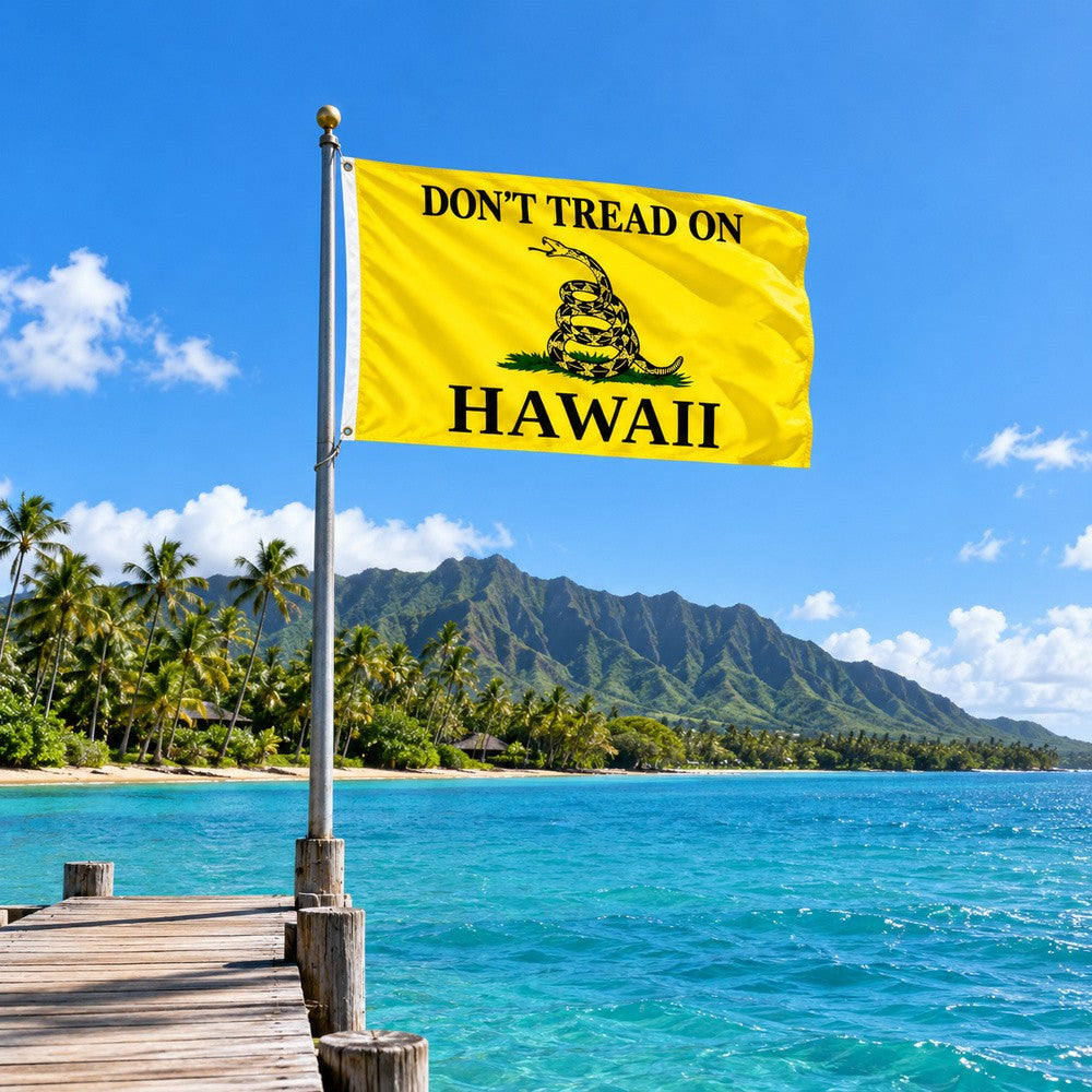 Don't Tread on Hawaii Flag 3x5 displayed outdoors