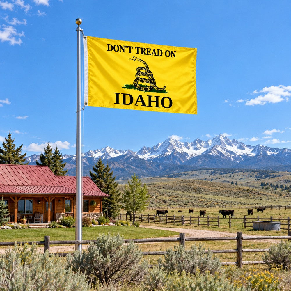 Don't Tread on Idaho Flag 3x5 displayed outdoors