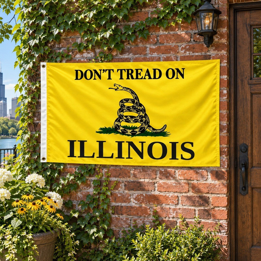 Don't Tread on Illinois Flag 3x5 displayed outdoors