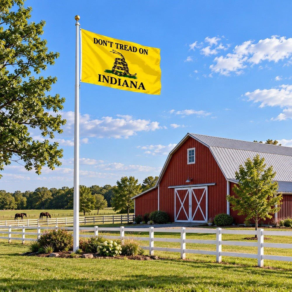 Don't Tread on Indiana Flag 3x5 displayed outdoors