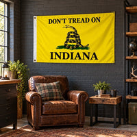 Don't Tread on Indiana Flag 3x5 displayed outdoors