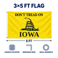 Don't Tread on Iowa Flag 3x5 features and size details