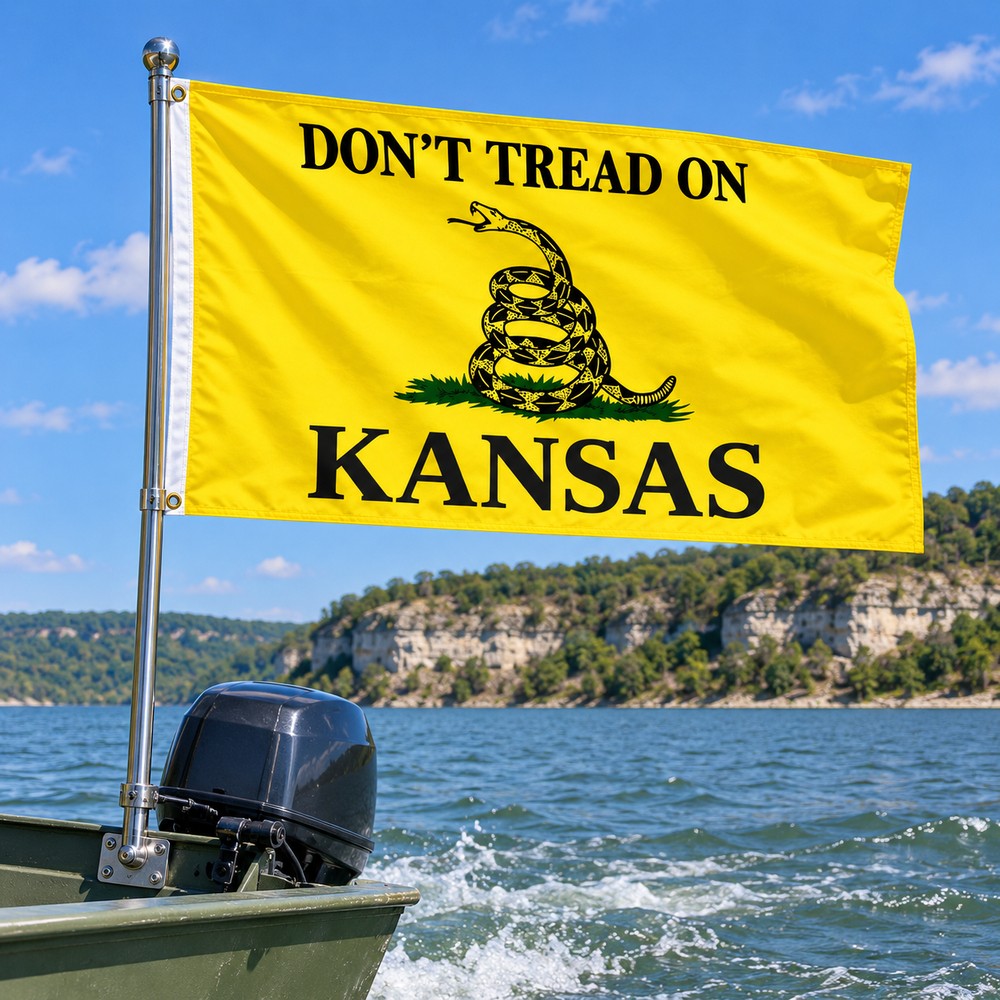 Don't Tread on Kansas Flag 3x5 displayed outdoors