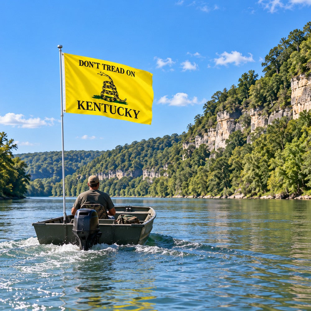 Don't Tread on Kentucky Flag 3x5 displayed outdoors