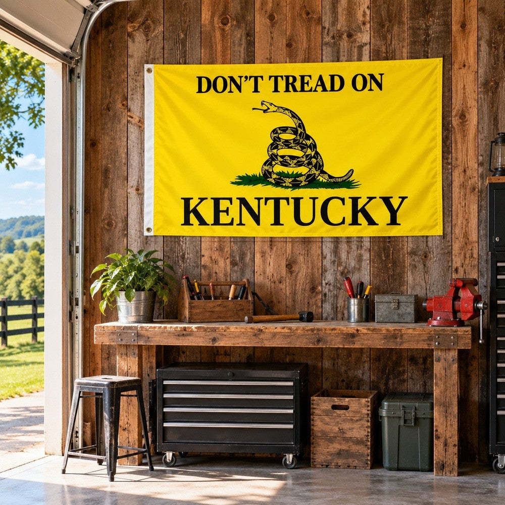 Don't Tread on Kentucky Flag 3x5 displayed outdoors