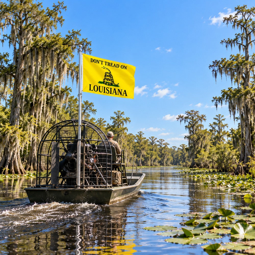 Don't Tread on Louisiana Flag 3x5 displayed outdoors