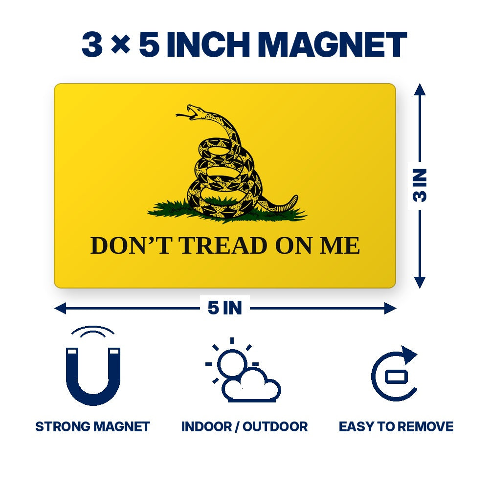 Don't Tread On Me Magnet 3x5 inch size and features