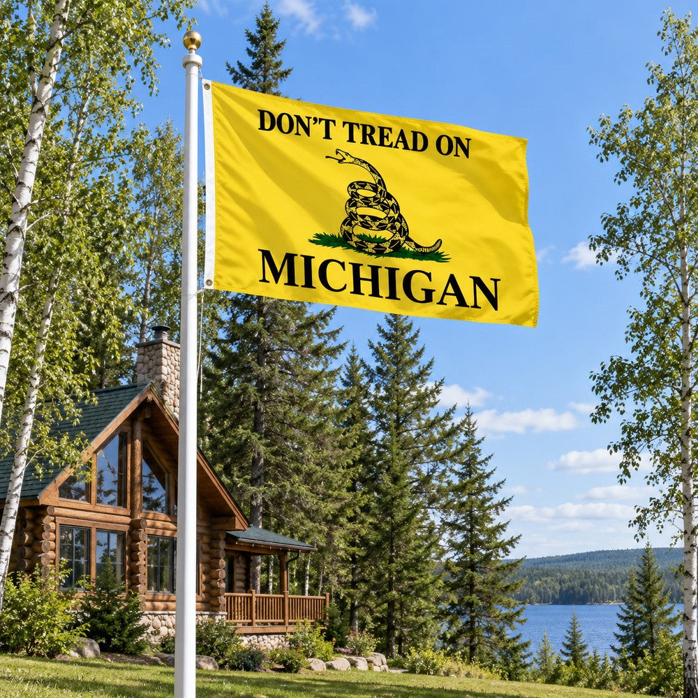 Don't Tread on Michigan Flag 3x5 displayed outdoors