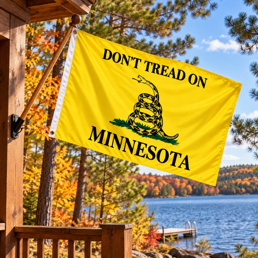 Don't Tread on Minnesota Flag 3x5 displayed outdoors