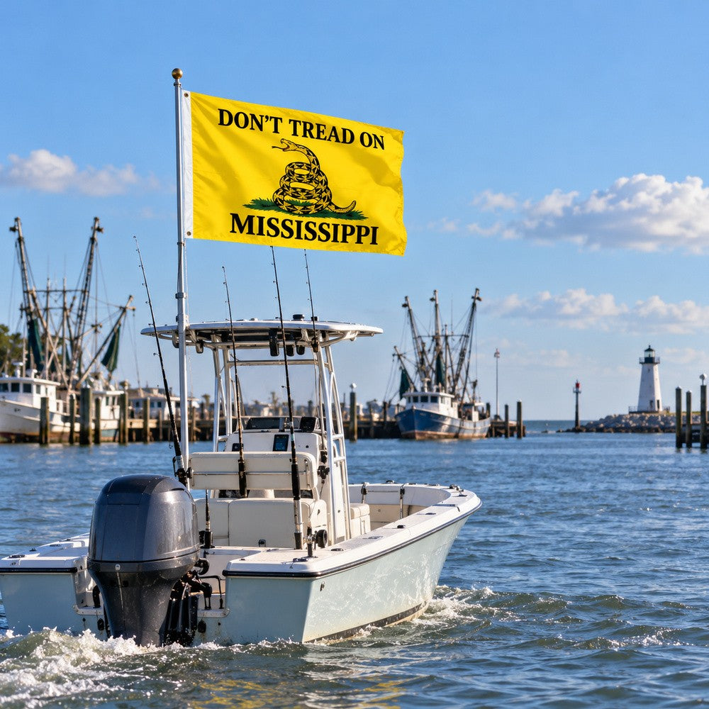 Don't Tread on Mississippi Flag 3x5 displayed outdoors