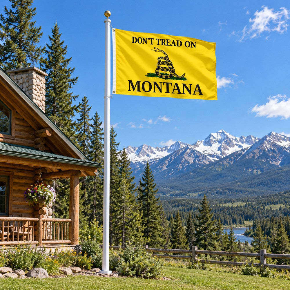 Don't Tread on Montana Flag 3x5 displayed outdoors