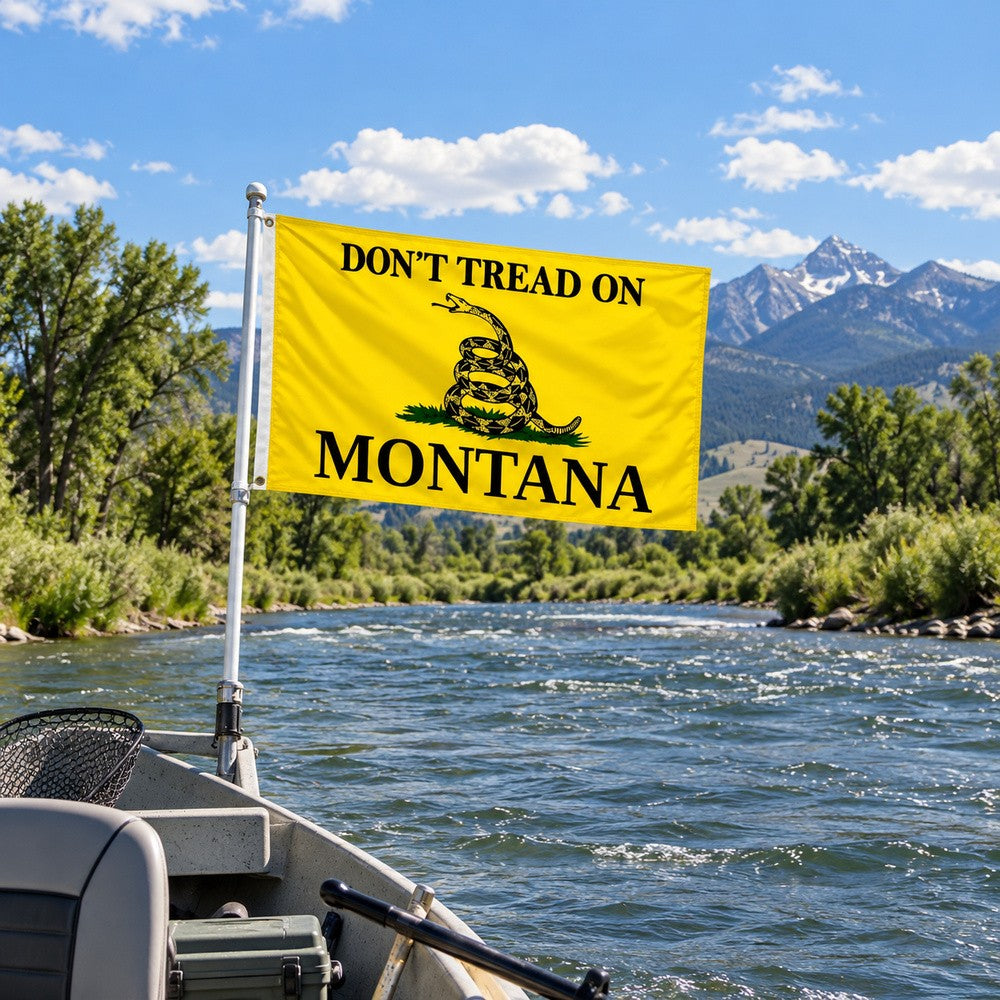 Don't Tread on Montana Flag 3x5 displayed outdoors