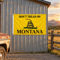 Don't Tread on Montana Flag 3x5 displayed outdoors