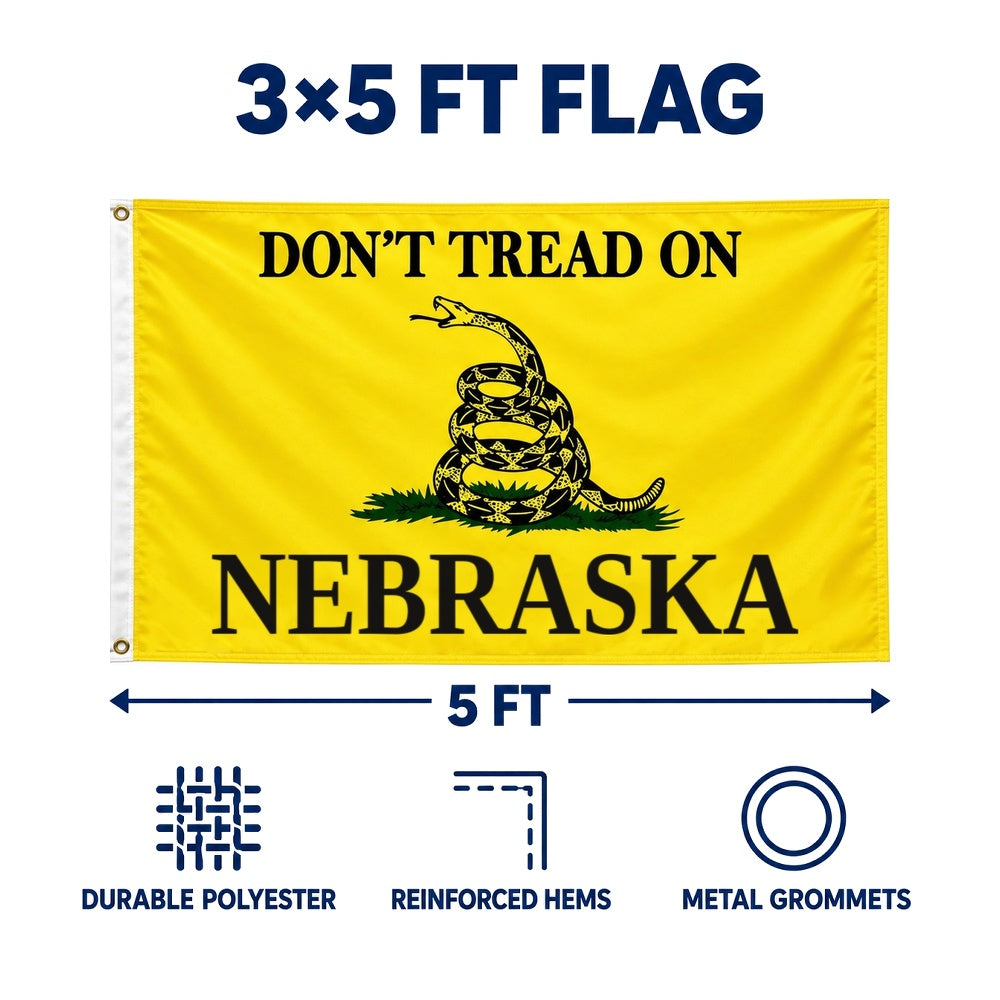 Don't Tread on Nebraska Flag 3x5 features and size details