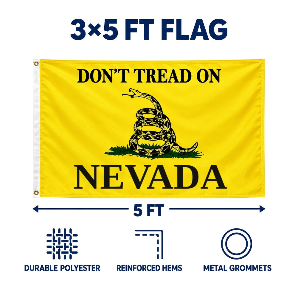 Don't Tread on Nevada Flag 3x5 features and size details