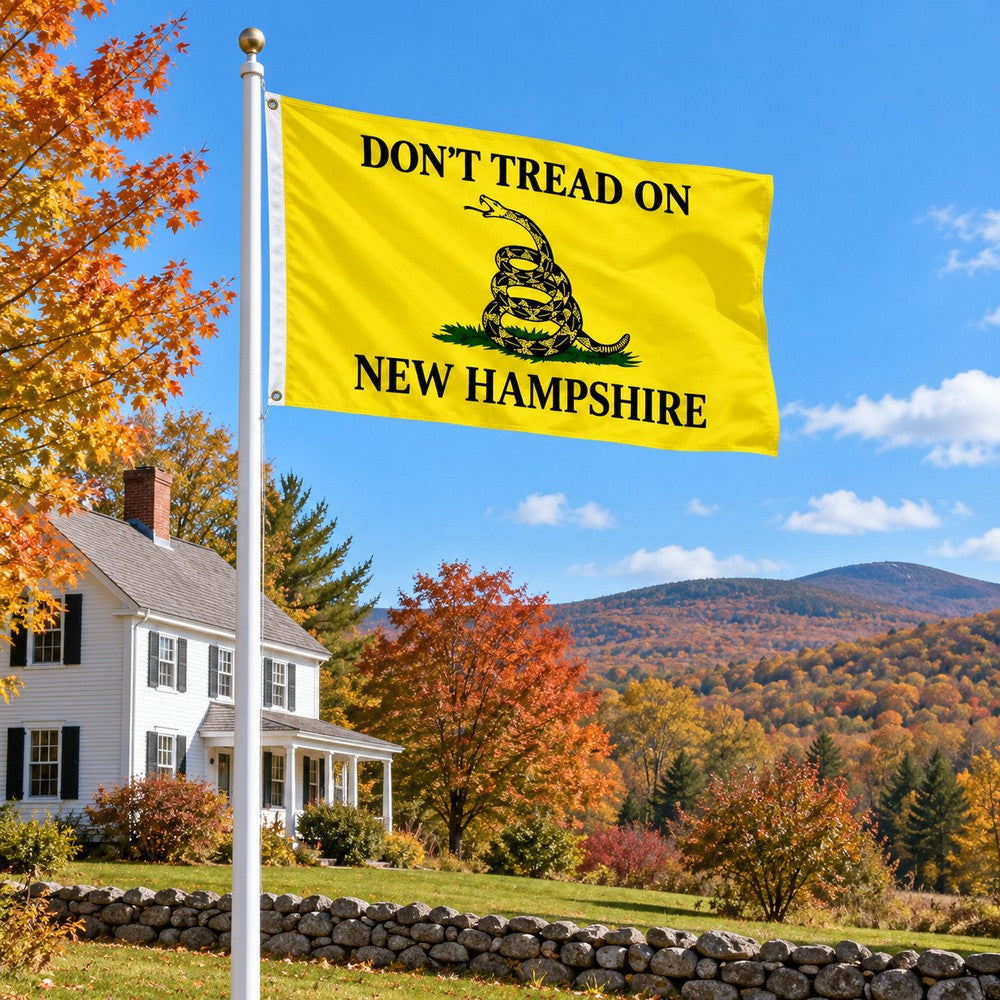 Don't Tread on New Hampshire Flag 3x5 displayed outdoors