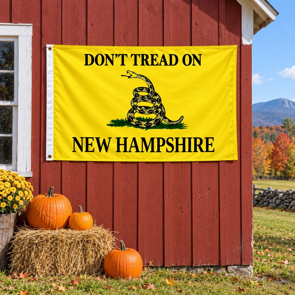 Don't Tread on New Hampshire Flag 3x5 displayed outdoors
