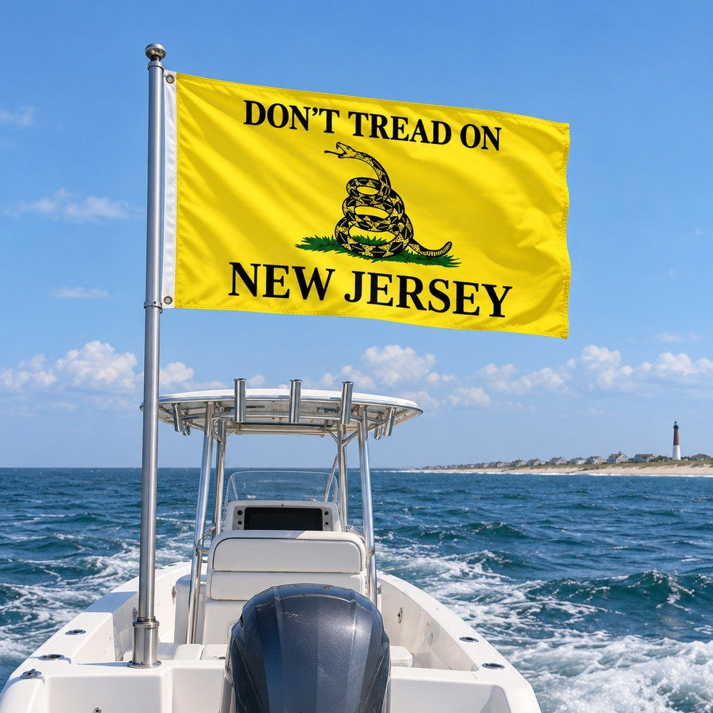 Don't Tread on New Jersey Flag 3x5 displayed outdoors