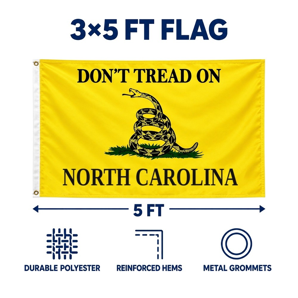 Don't Tread on North Carolina Flag 3x5 features and size details