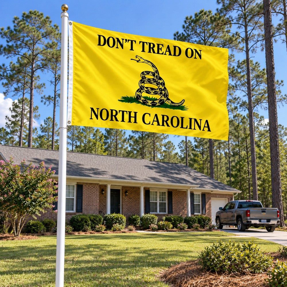 Don't Tread on North Carolina Flag 3x5 displayed outdoors
