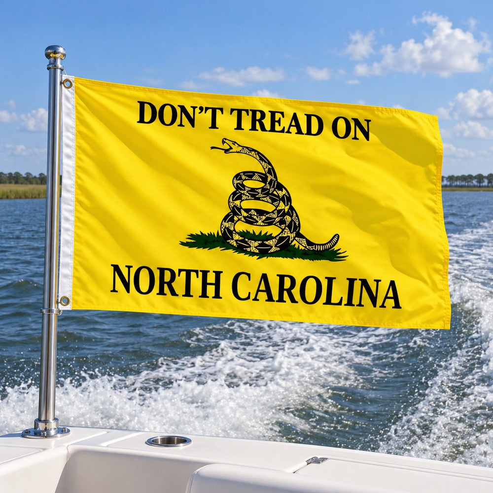 Don't Tread on North Carolina Flag 3x5 displayed outdoors