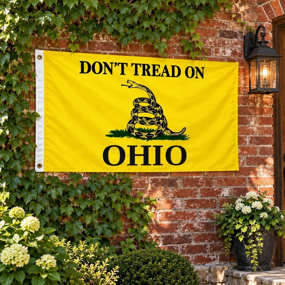 Don't Tread on Ohio Flag 3x5 displayed outdoors